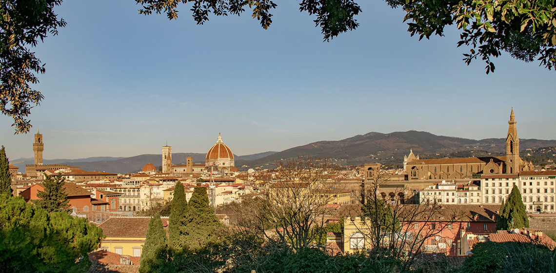 Ariel view of Florence, dramatic backdrop and stunning setting of popular films